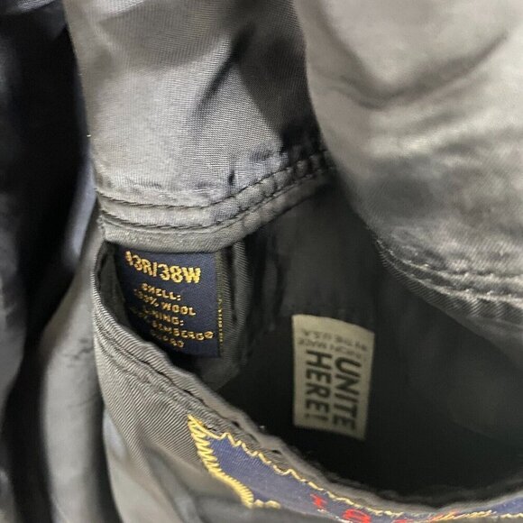 Brooks Brothers 1818 Madison SAXXON Suit Jacket Blazer Size 43R 38W Black Stripe - Picture 7 of 16